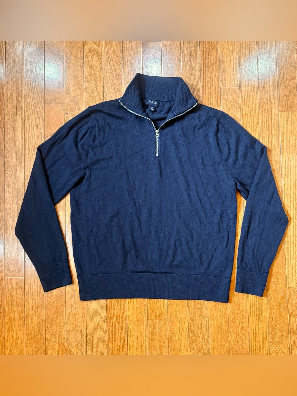 J.Crew Men's Medium Merino Wool Blend Quarter 1/4 Zip Sweater Mock Neck Pullover